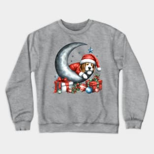 Beagle Dog On The Moon Christmas Crewneck Sweatshirt